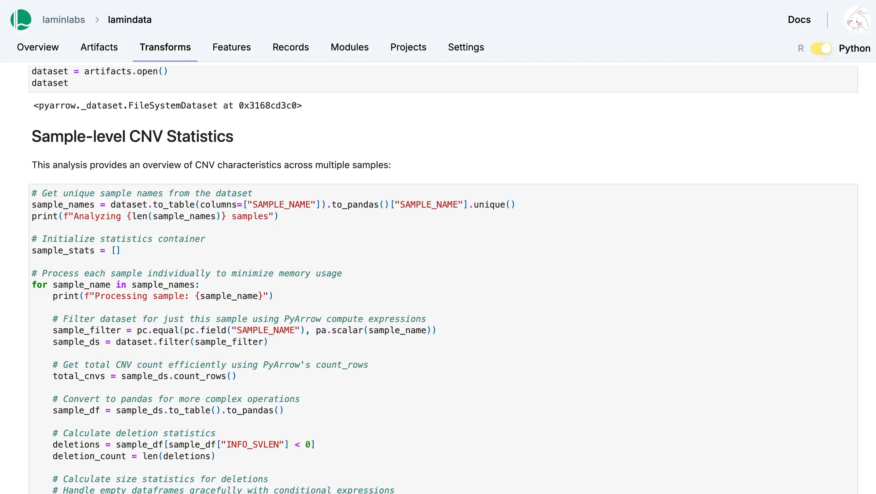 Showing data query